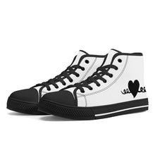 Load image into Gallery viewer, Ti Amo I love you - Exclusive Brand - White - Black Heart High-Top Canvas Shoes - Black Soles
