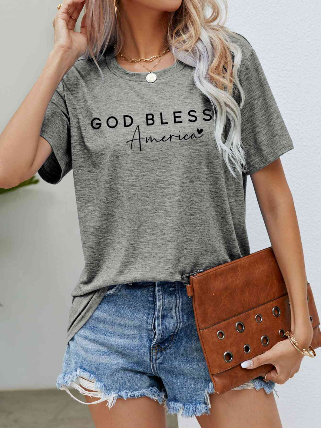 GOD BLESS AMERICA Graphic Short Sleeve Tee Ti Amo I love you