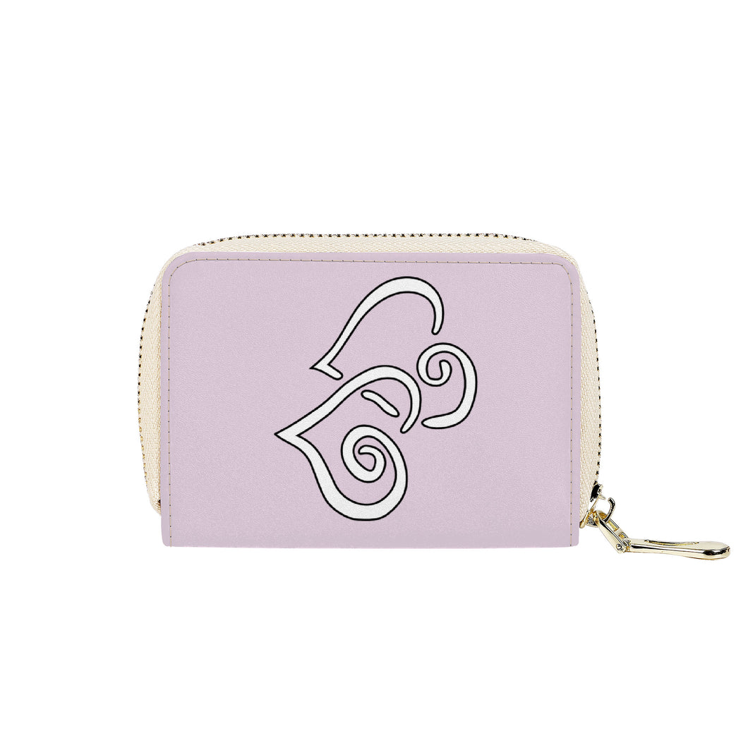 Ti Amo I love you - Exclusive Brand - Twilight - Double White Heart - PU Leather - Zipper Card Holder