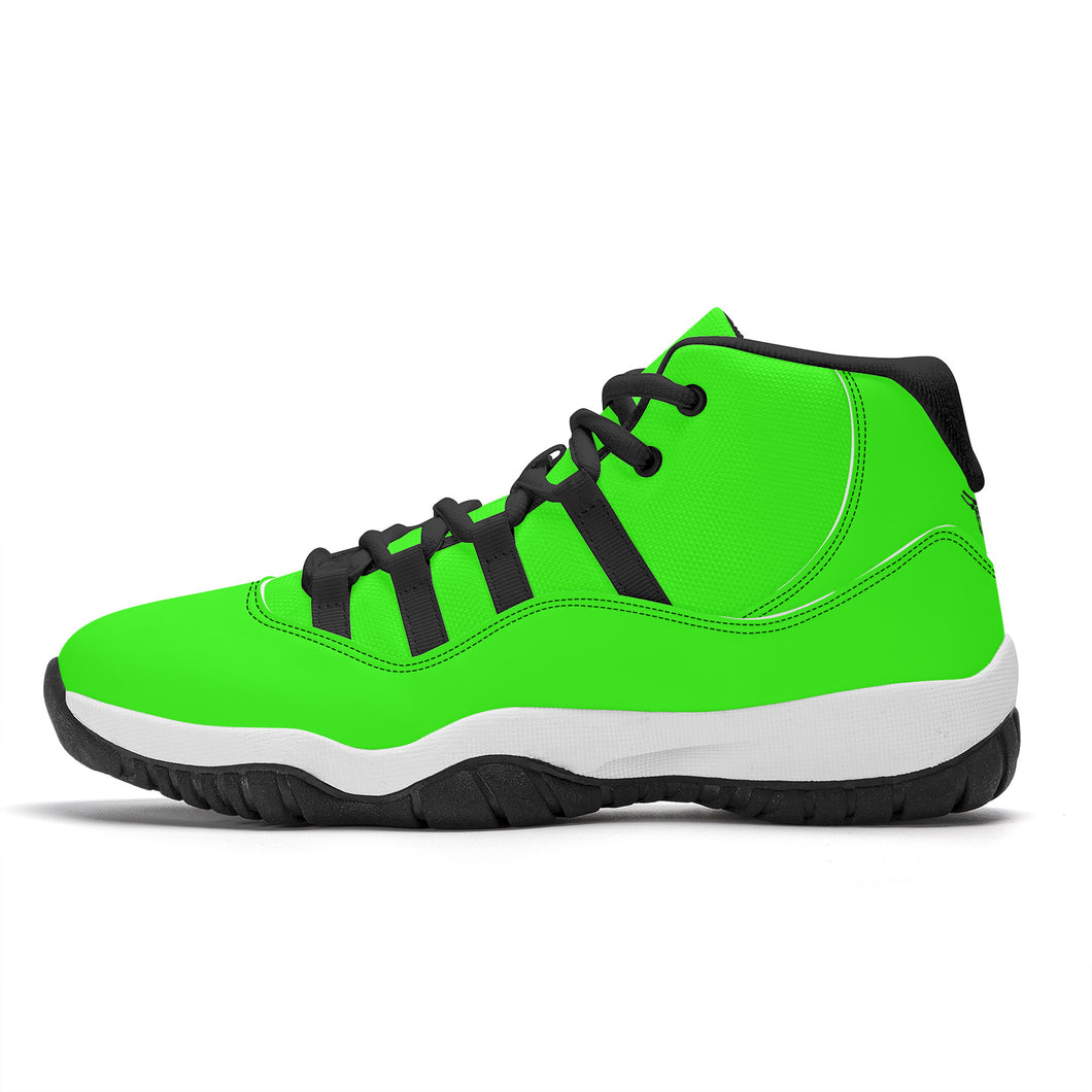 Ti Amo I love you - Exclusive Brand - Florescent Green  - Skeleton Hands with Heart -  High Top Air Retro Sneakers - Black Laces