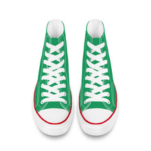 Load image into Gallery viewer, Ti Amo I love you - Exclusive Brand - Shamrock Green - White Daisy - High Top Canvas Shoes - White  Soles
