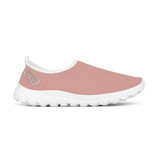 Load image into Gallery viewer, Ti Amo I love you - Exclusive Brand - Pink Rose - Double White Heart - Women&#39;s Mesh Running Shoes - White Soles
