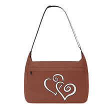 Load image into Gallery viewer, Ti Amo I love you - Exclusive Brand - Sanguine Brown - Double White Heart - Journey Computer Shoulder Bag
