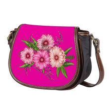 Load image into Gallery viewer, Ti Amo I love you - Exclusive Brand - Hollywood Cerise - Pink Floral - Saddle Bag
