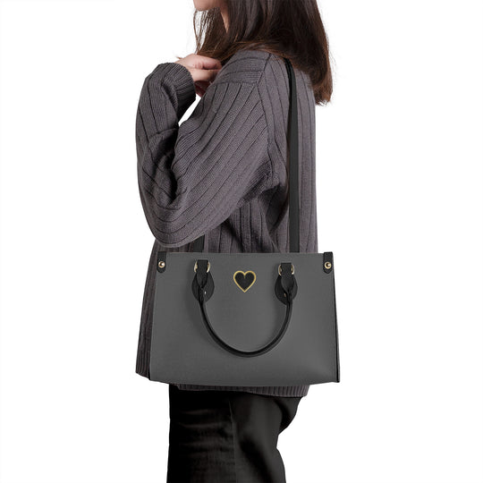Ti Amo I love you - Exclusive Brand - Davy's Grey - Luxury Womens PU Tote Bag - Black Straps