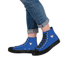 Load image into Gallery viewer, Ti Amo I love you - Exclusive Brand - Mid Blue - Paper Airplane - High Top Canvas Shoes - Black Soles
