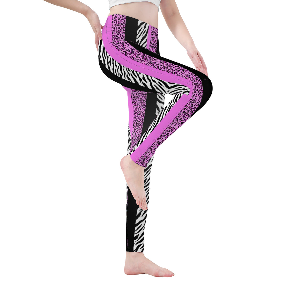 Ti Amo I love you - Exclusive Brand - Lavender Magenta & Zebra Sripes -  Yoga Leggings