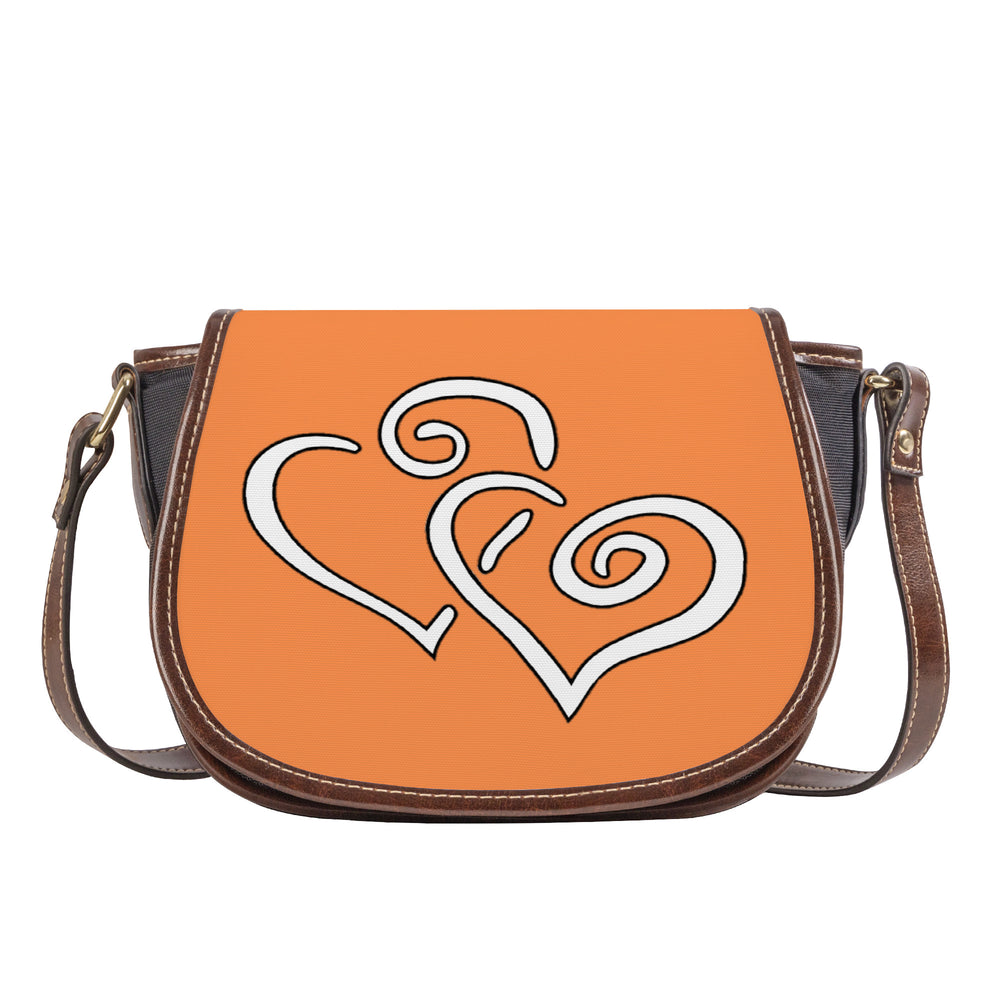 Ti Amo I love you - Exclusive Brand - Coral - Double White Heart - Saddle Bag