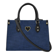 Load image into Gallery viewer, Ti Amo I love you - Exclusive Brand - Dark Blue Denim - Luxury Womens PU Tote Bag - Black Straps
