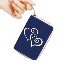 Load image into Gallery viewer, Ti Amo I love you - Exclusive Brand - Massachusetts Blue - Double White Heart - PU Leather - Zipper Card Holder
