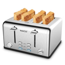 Load image into Gallery viewer, Geek Chef - Toaster -4 Slice, Stainless Steel Extra-Wide Slot Toaster With Dual Control Panels - Bagels, Defrost, Cancel Function Ti Amo I love you
