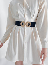 Load image into Gallery viewer, Geometric Buckle Elastic Wide Belt Ti Amo I love you
