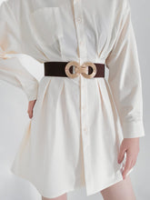 Load image into Gallery viewer, Geometric Buckle Elastic Wide Belt Ti Amo I love you
