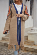 Load image into Gallery viewer, Geometric Fringe Hem Open Front Duster Cardigan - Sizes S-XL Ti Amo I love you
