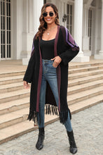 Load image into Gallery viewer, Geometric Fringe Hem Open Front Duster Cardigan - Sizes S-XL Ti Amo I love you
