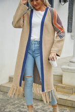 Load image into Gallery viewer, Geometric Fringe Hem Open Front Duster Cardigan - Sizes S-XL Ti Amo I love you
