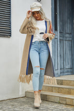 Load image into Gallery viewer, Geometric Fringe Hem Open Front Duster Cardigan - Sizes S-XL Ti Amo I love you
