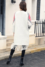 Load image into Gallery viewer, Geometric Fringe Hem Open Front Duster Cardigan - Sizes S-XL Ti Amo I love you
