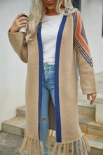 Load image into Gallery viewer, Geometric Fringe Hem Open Front Duster Cardigan - Sizes S-XL Ti Amo I love you
