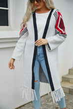 Load image into Gallery viewer, Geometric Fringe Hem Open Front Duster Cardigan - Sizes S-XL Ti Amo I love you
