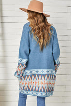 Load image into Gallery viewer, Geometric Open Front Long Sleeve Cardigan Ti Amo I love you
