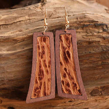 Load image into Gallery viewer, Geometrical Shape Wooden Dangle Earrings Ti Amo I love you
