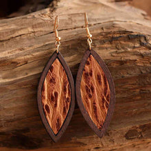 Load image into Gallery viewer, Geometrical Shape Wooden Dangle Earrings Ti Amo I love you
