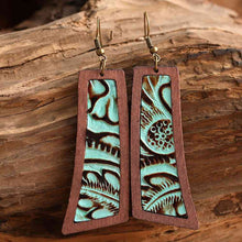 Load image into Gallery viewer, Geometrical Shape Wooden Dangle Earrings Ti Amo I love you
