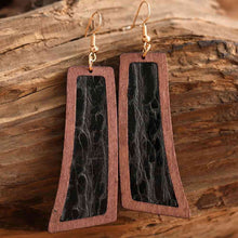 Load image into Gallery viewer, Geometrical Shape Wooden Dangle Earrings Ti Amo I love you
