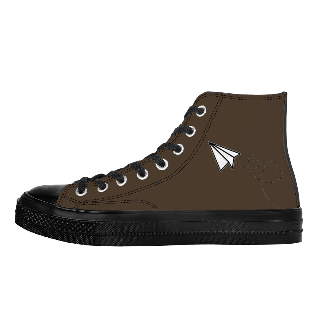 Ti Amo I love you - Exclusive Brand - Abbot- Paper Airplane - High Top Canvas Shoes - Black Soles