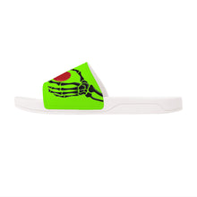 Load image into Gallery viewer, Ti Amo I love you - Exclusive Brand - Chartreuse - Skeleton Hands with Heart -  Slide Sandals - White Soles
