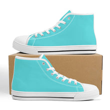 Load image into Gallery viewer, Ti Amo I love you - Exclusive Brand - Medium Turquoise Blue - High-Top Canvas Shoes - White Soles
