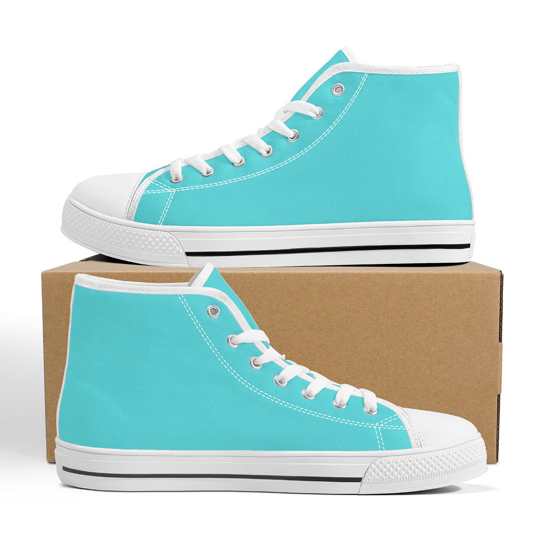 Ti Amo I love you - Exclusive Brand - Medium Turquoise Blue - High-Top Canvas Shoes - White Soles