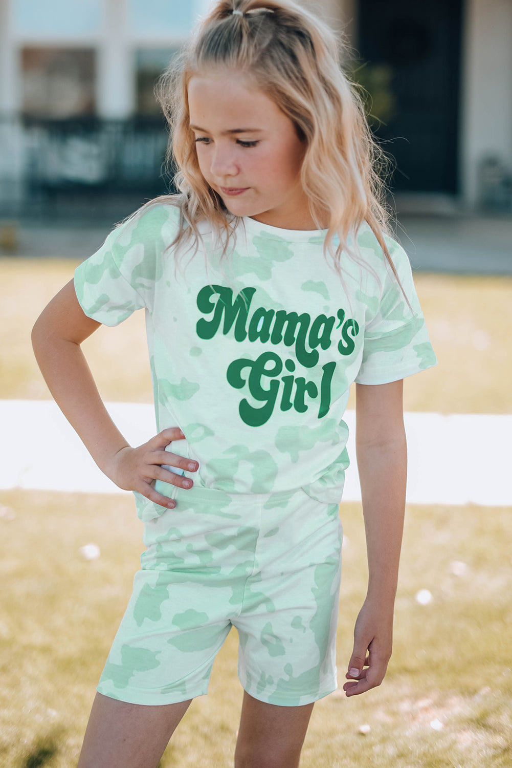 Girls Printed Letter Graphic Lounge Set Ti Amo I love you