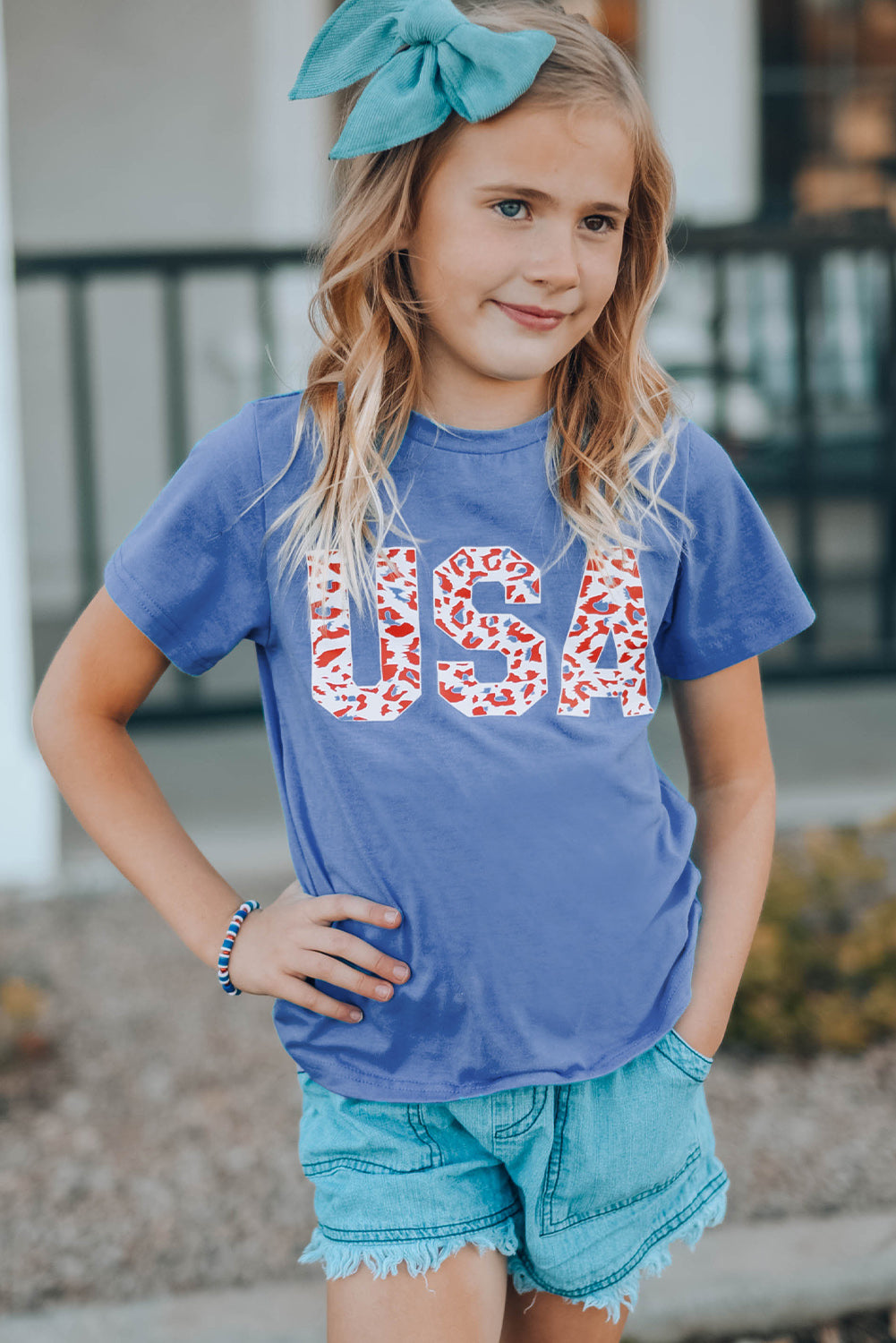Girls USA Leopard Graphic Tee - Only Sizes 8-12 Kids Left Ti Amo I love you