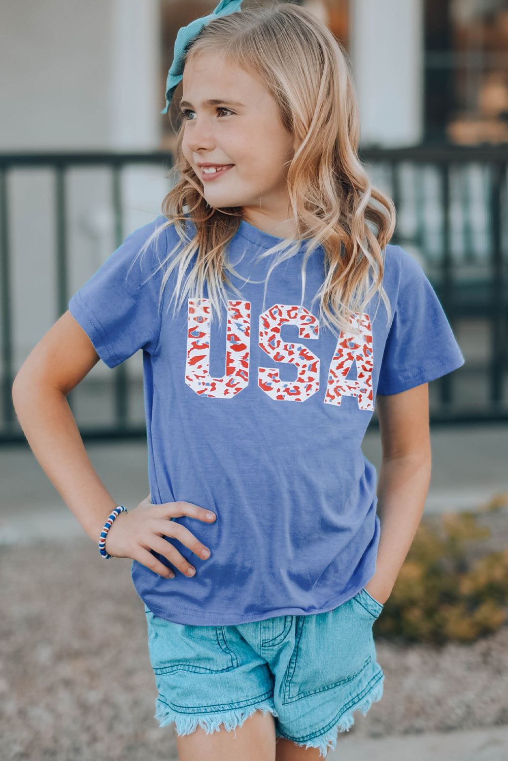 Girls USA Leopard Graphic Tee - Only Sizes 8-12 Kids Left Ti Amo I love you