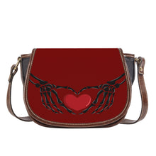 Load image into Gallery viewer, Ti Amo I love you - Exclusive Brand - Dark Burgundy - Skeleton Hands with Heart - Saddle Bag
