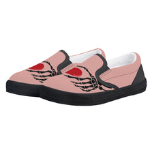 Load image into Gallery viewer, Ti Amo I love you - Exclusive Brand - Pink Rose - Skeleton Hands with Heart - Kids Slip-on shoes - Black Soles
