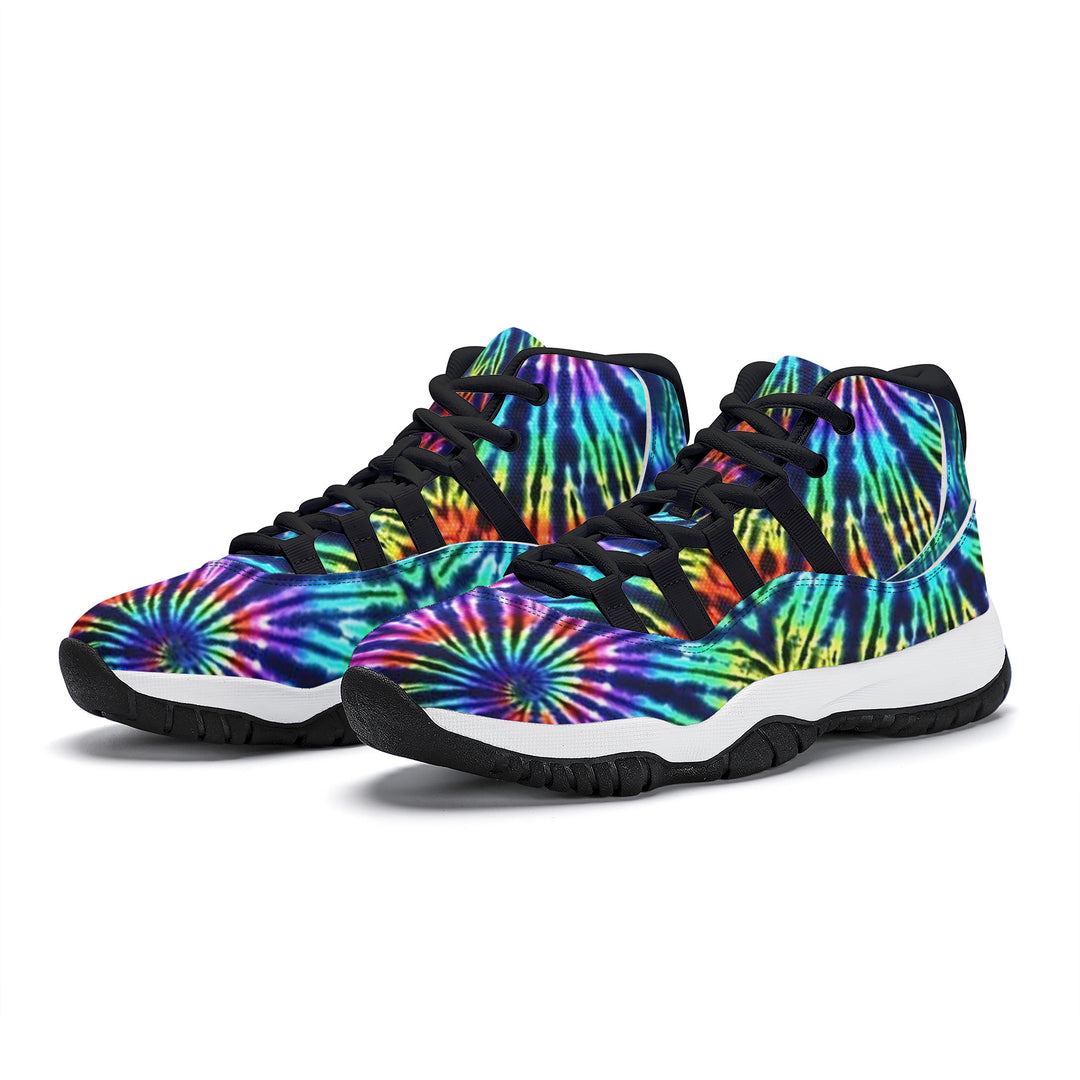 Ti Amo I love you - Exclusive Brand - Rainbow Tie-Dye Pattern - High Top Air Retro Sneakers - Black Laces