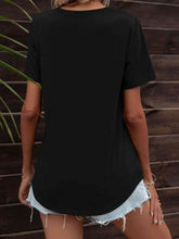 Load image into Gallery viewer, Glitter V-Neck Short Sleeve Tee Shirt Ti Amo I love you
