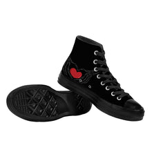 Load image into Gallery viewer, Ti Amo I love you - Exclusive Brand - Black - Skeleton Hands with Heart - High Top Canvas Shoes - Black  Soles
