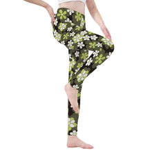 Load image into Gallery viewer, Ti Amo I love you - Exclusive Brand - Cocoa Brown with Fuscous Gray &amp; Olive Green Flowers -Yoga Leggings
