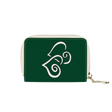 Load image into Gallery viewer, Ti Amo I love you - Exclusive Brand - British Racing Green - Double White Heart - PU Leather - Zipper Card Holder
