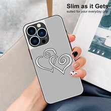 Load image into Gallery viewer, Ti Amo I love you - Exclusive Brand - Silver - Double White Heart -  iPhone 13 Matte Back with Soft Texture Edge Case (3 cameras)
