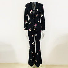 Load image into Gallery viewer, Goods Star Elegant Printed Suit Flared Pants Suit Two Piece Suit Ti Amo I love you
