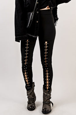 Grommet Lace Up Leggings Ti Amo I love you