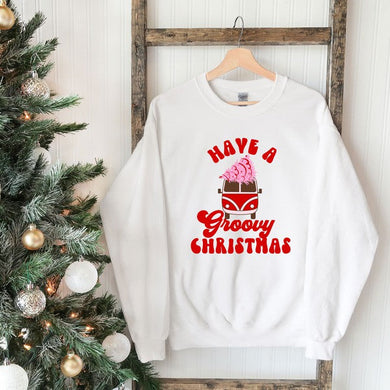 Groovy Christmas Van Graphic Sweatshirt Ti Amo I love you