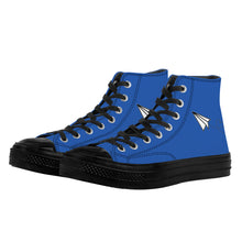 Load image into Gallery viewer, Ti Amo I love you - Exclusive Brand - Mid Blue - Paper Airplane - High Top Canvas Shoes - Black Soles
