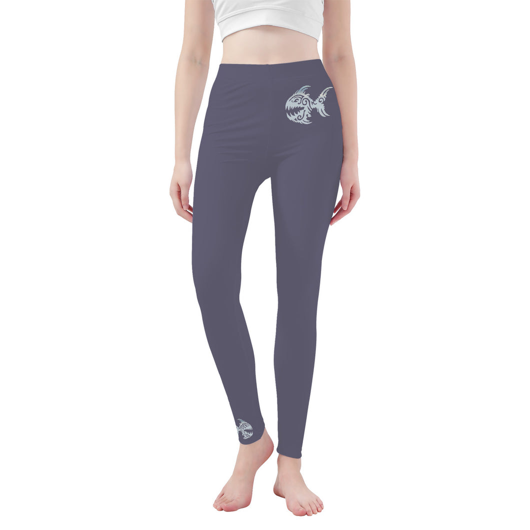 Ti Amo I love you - Exclusive Brand - Dolphin - Angry Fish  - Womens / Teen Girls  / Womens Plus Size  - Yoga Leggings - Sizes XS-3XL