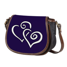 Load image into Gallery viewer, Ti Amo I love you - Exclusive Brand - Dark Indigo - Double White Heart - Saddle Bag
